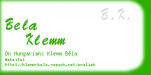 bela klemm business card