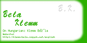 bela klemm business card